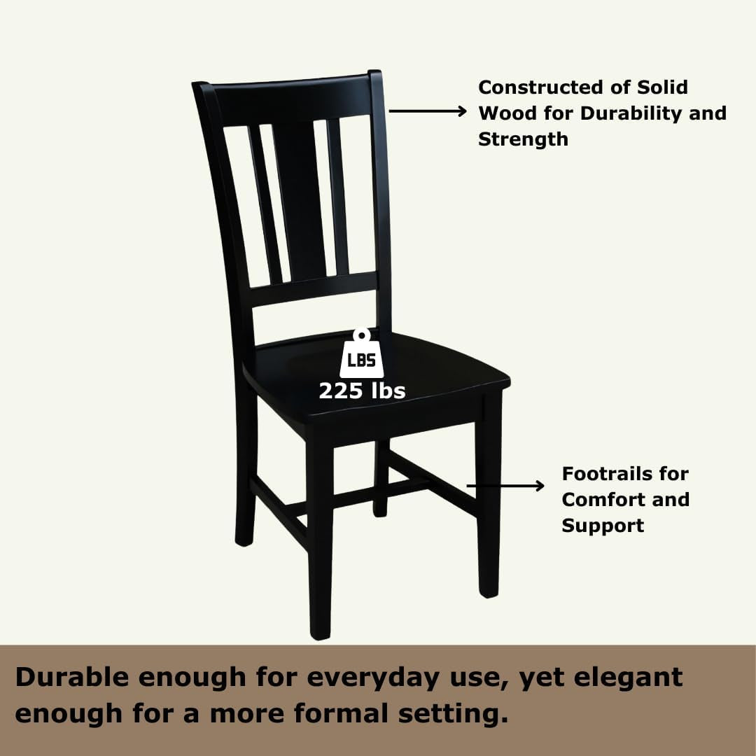 Set of Two San Remo Splatback Dining Chairs, Black, 225Lbs Wt Capacity, Solid Real Wood, Sturdy Parawood, Black-3
