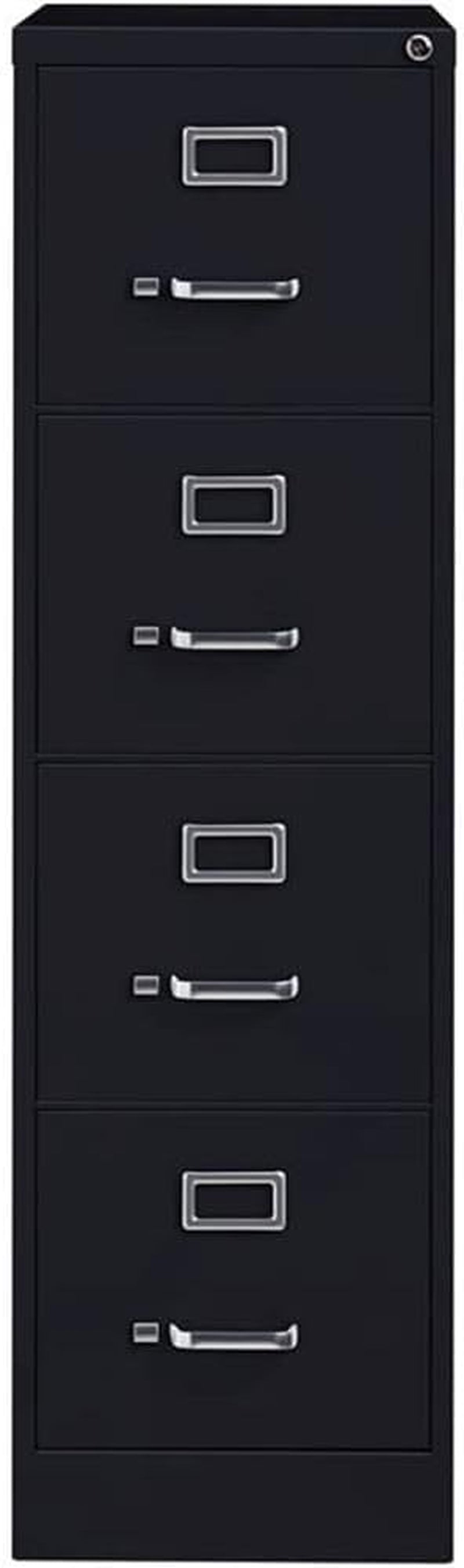 4 Drawer Metal Vertical File Cabinet with Lock, 22" Deep, Letter Size, Home/Office, Preassembled, Commercial Grade, Black Finish-4