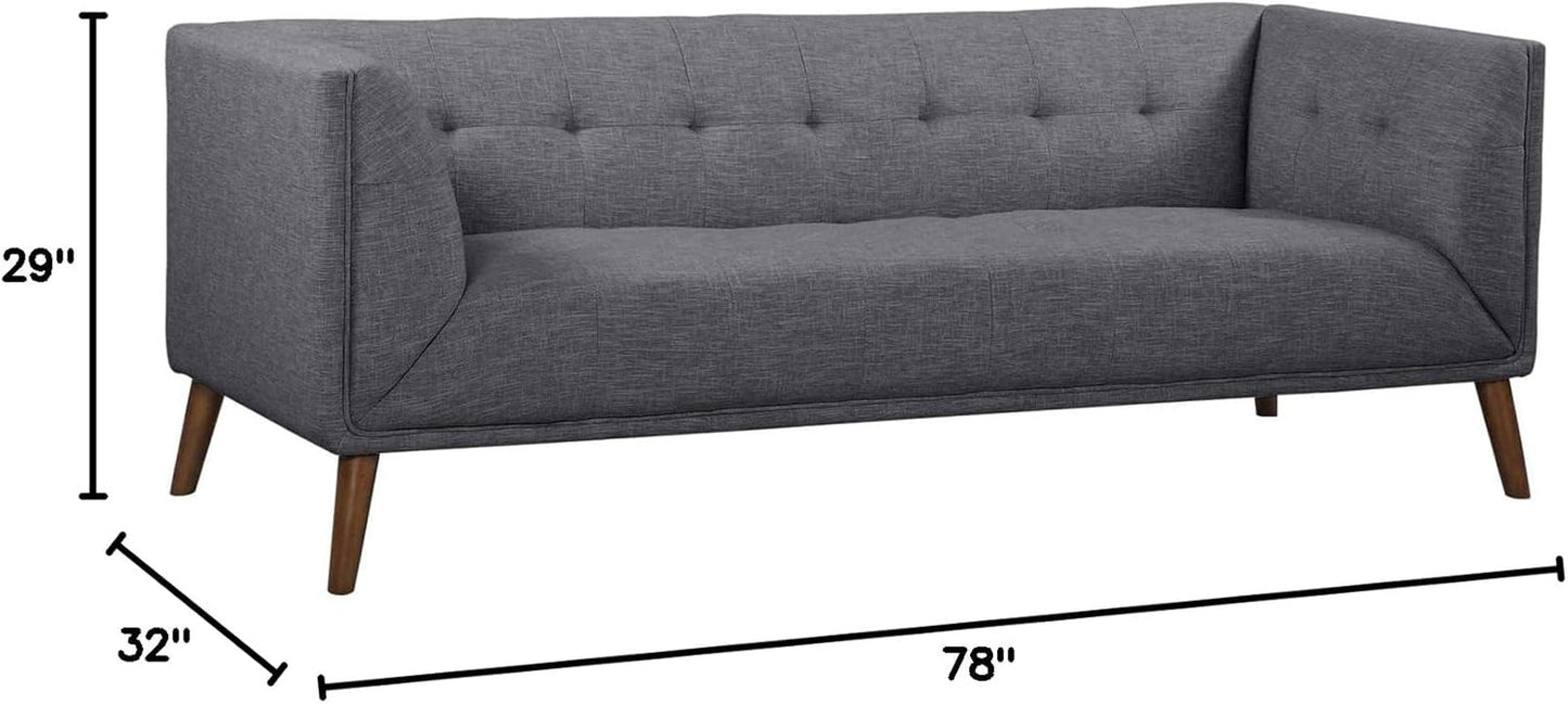 Dark Grey Linen Sofa Walnut Wood Legs, Modern Style-2