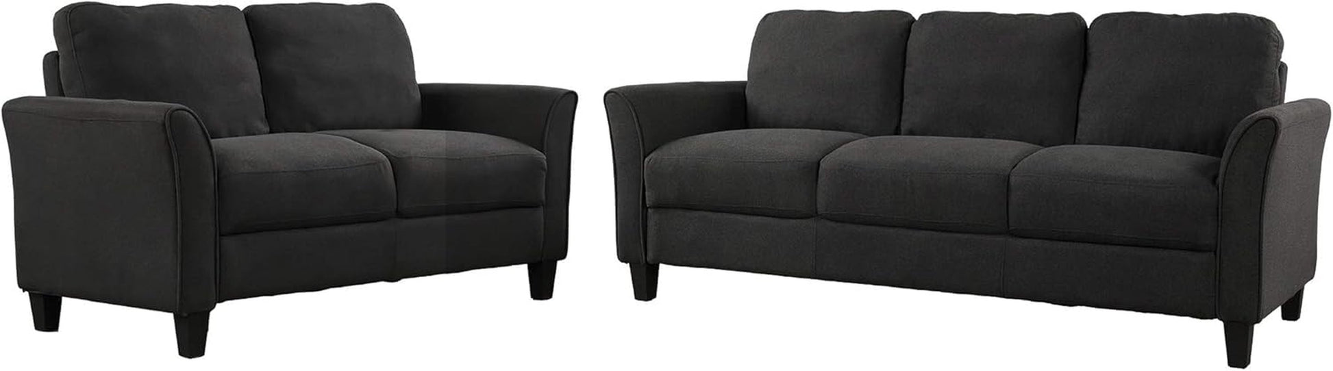 3 Piece Comfy Living Room Sofa Sets,Modern Polyester-Blend Upholstered 80" W Three Seater Sofa & 55.3" W Loveseat Couch and 32.7" W Singel Armchair for Bedroom, Small Space, Apartment, Office-2