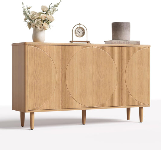 59-Inch Buffet Cabinet Sideboard with Storage, Modern Sideboard Buffet Table with Doors for Living Room, Dining Room-0