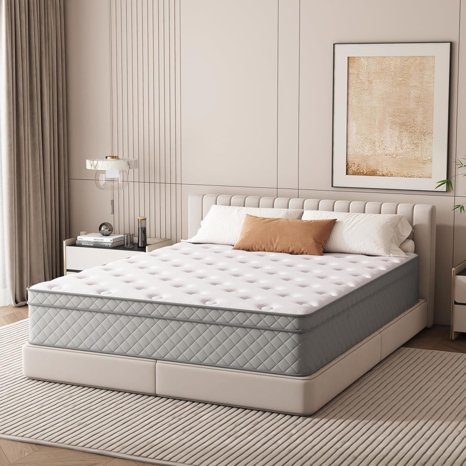 Queen Hybrid Mattress Cooling Gel, Medium-Firm, 12"-1