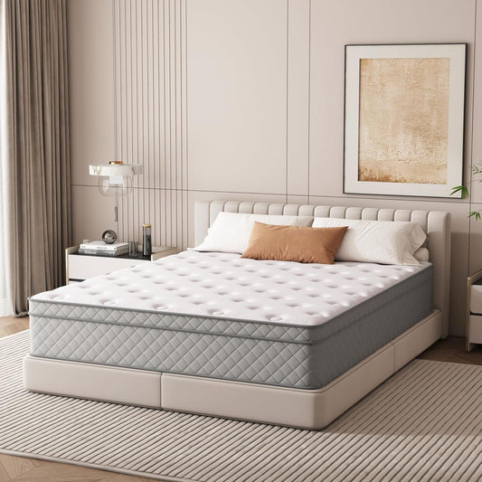 Queen Hybrid Mattress Cooling Gel, Medium-Firm, 12"-1