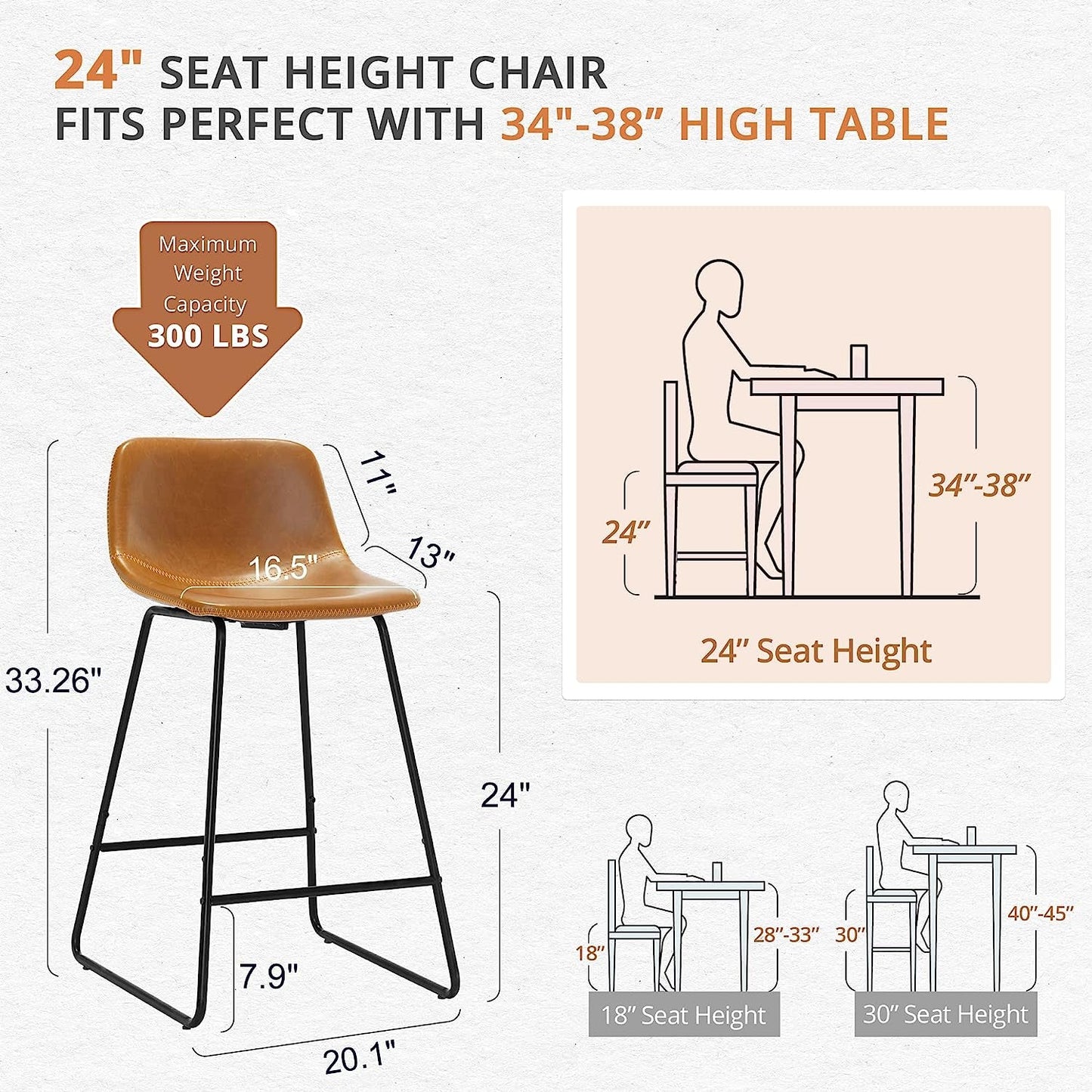 Alexander Industrial Faux Leather Bar Stools (Set/4)-2