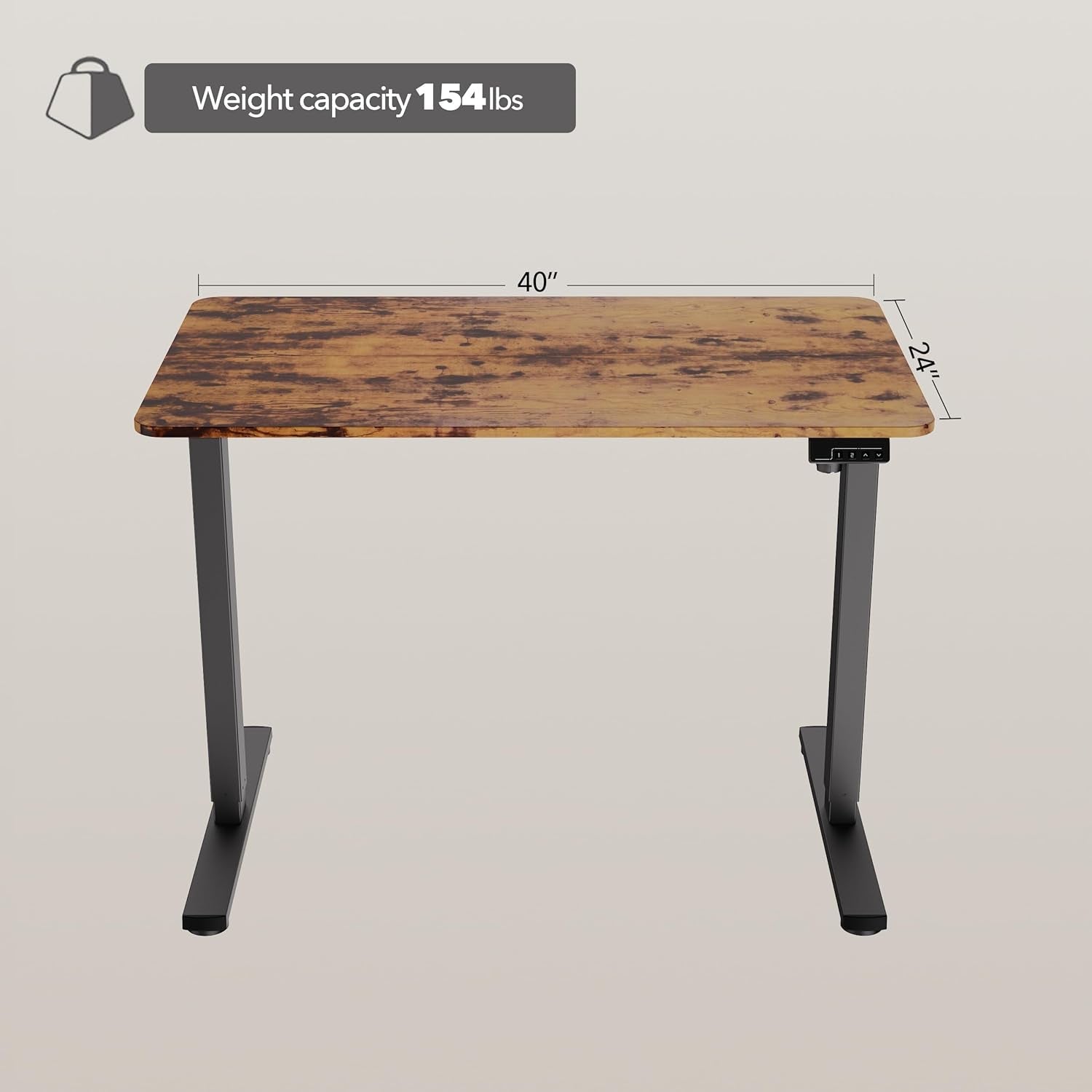 Electric Standing Desk Adjustable Height, Stand up Home Office Desk, 40X24 Inches Sit Stand Desk with Memory Preset, Rustic Brown-3