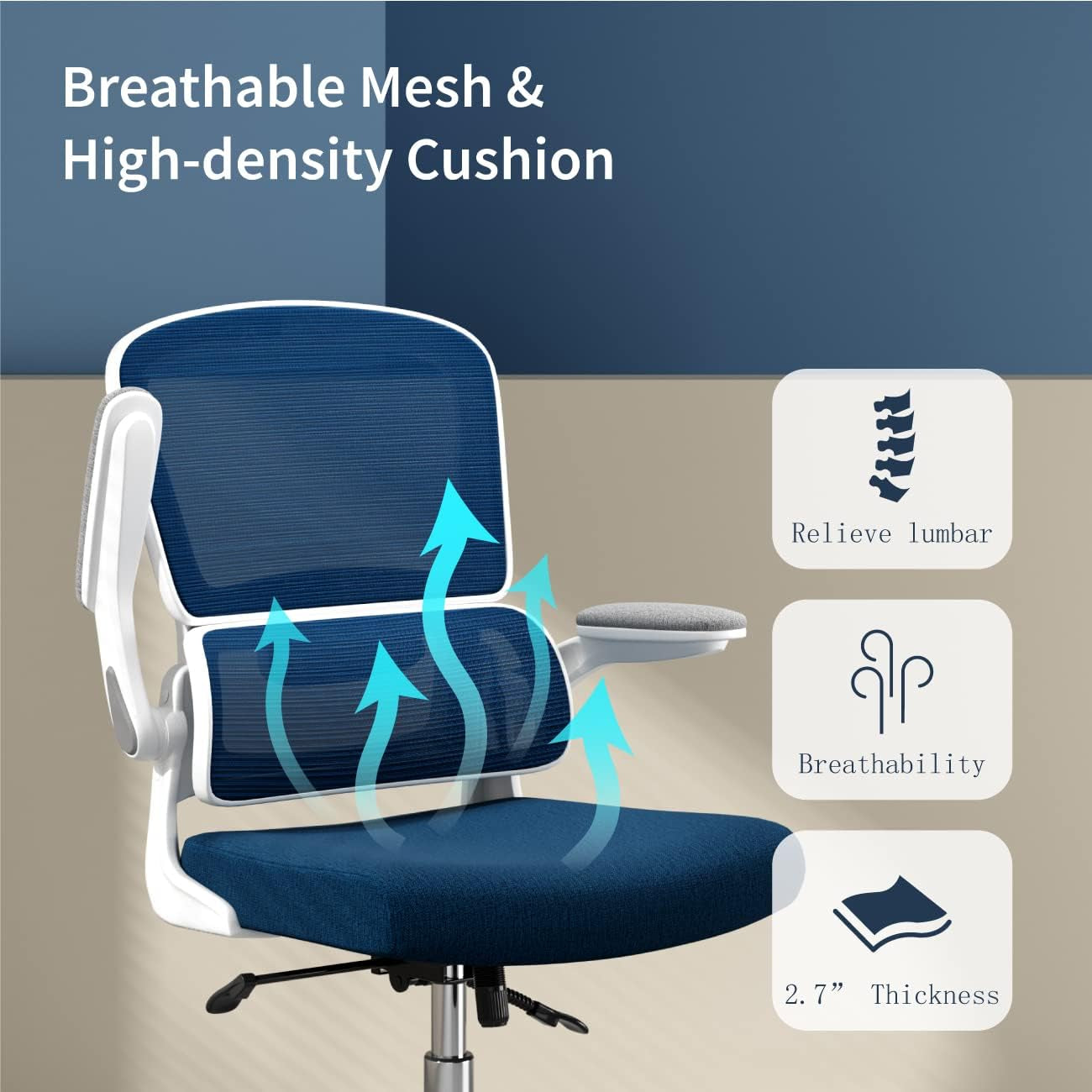 Comfortable Ergonomic Mesh Office Chair with Flip-Up Arms-4