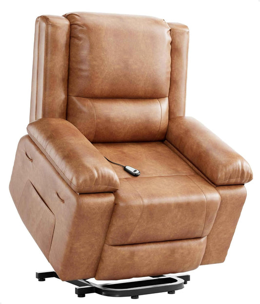 Oversized Wide Power Lift Recliner Chair - Heat and Massage, Adjustable Back and Legs, PU Leather Electric Lift Chair Designed for the Elderly and People with Mobility Impaired-0