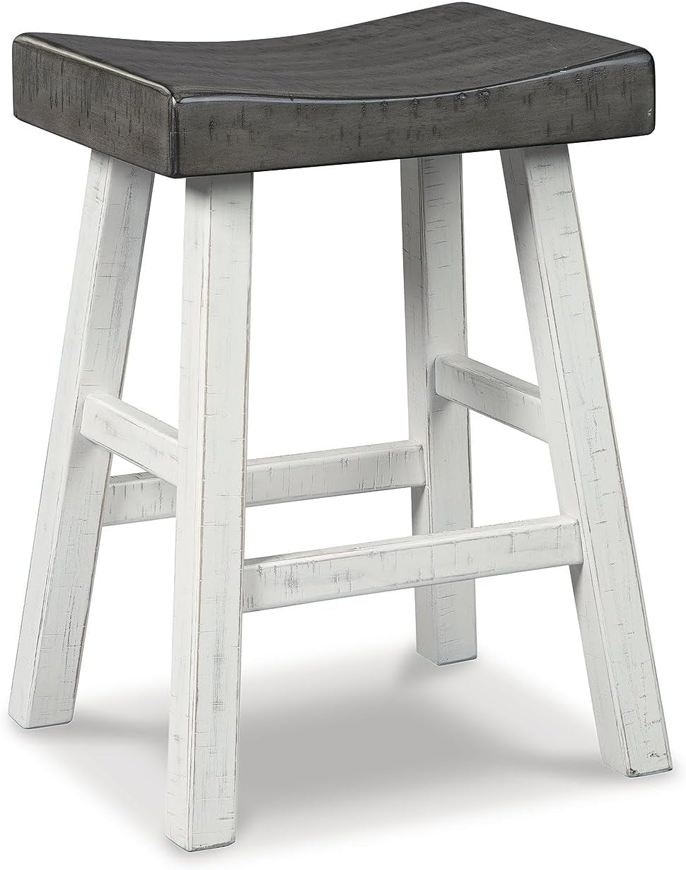 Glosco Casual 25" Counter Height Barstool, Antique White & Light Brown-3