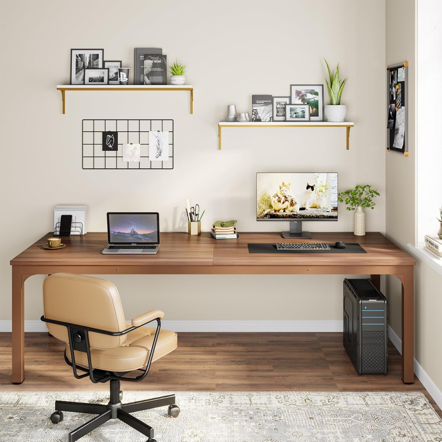 78.7 Inches Extra Long Computer Desk 2 Person Desk, Double Long Desk, Workstaion for Home Office-3