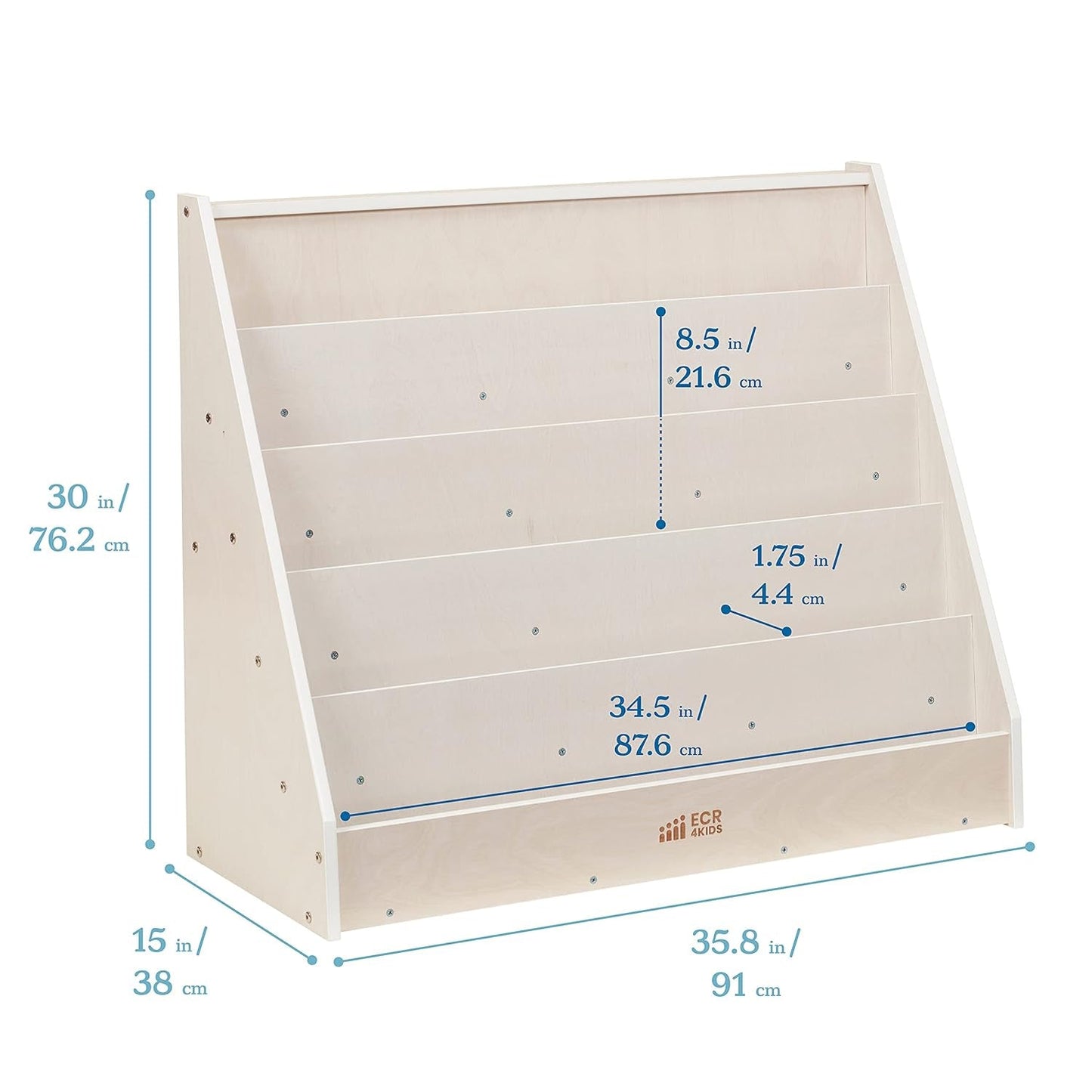 Single-Sided Book Display, Classroom Bookshelf, White Wash-1