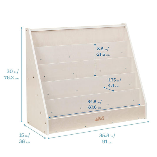 Single-Sided Book Display, Classroom Bookshelf, White Wash-1