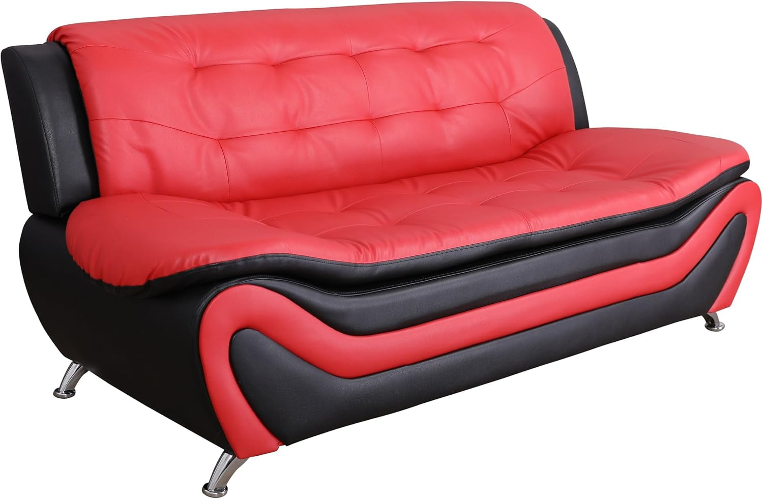 Aldo ((3 Piece) Modern Sofa Set, Black/Red-4