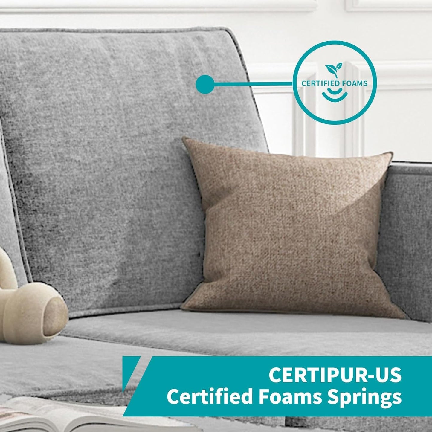 4Pcs Sofa Set for Living Room, Sectional Couches Modern Sofas with Movable Storage Ottoman/Side Pockets/Modern Sofas/Easy Assembly/Free Combination - Light Grey-4