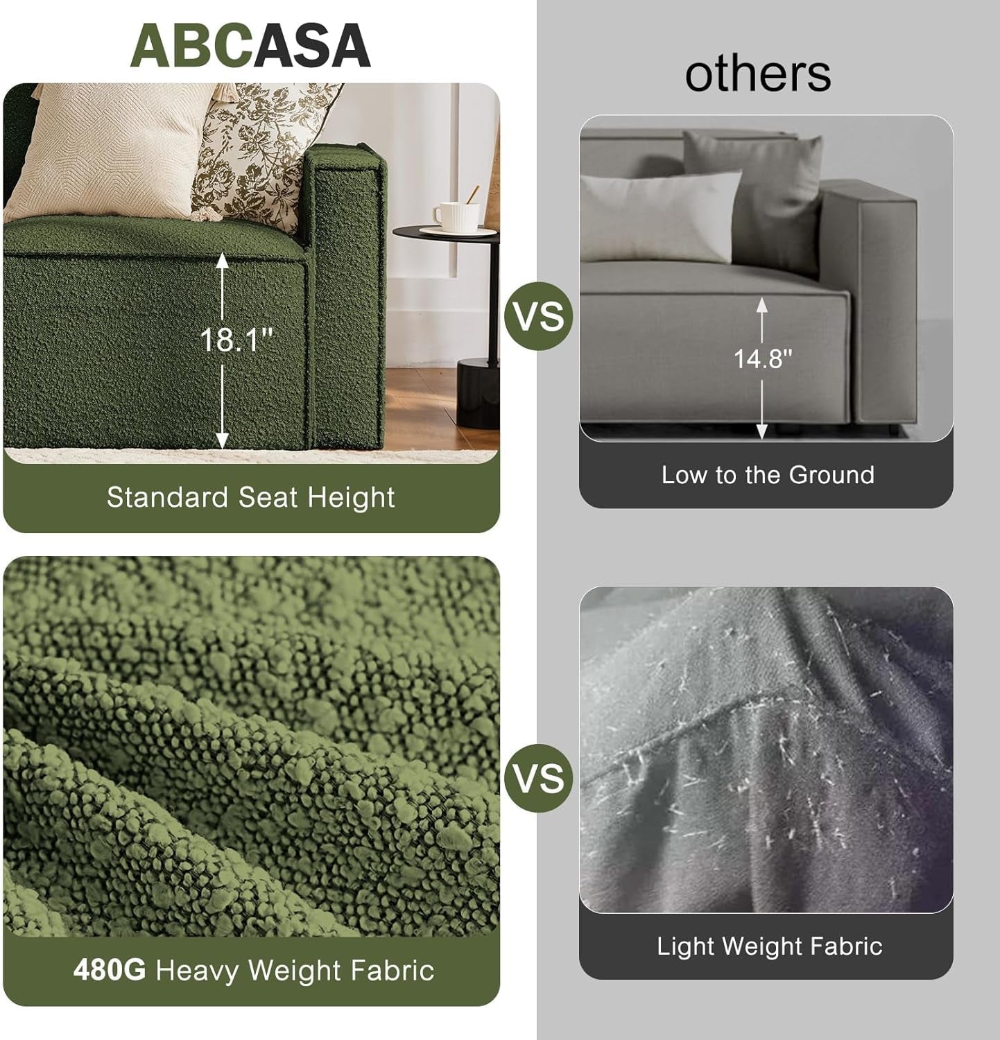 Green Boucle Sleeper Sectional Modular Sofa Bed-2