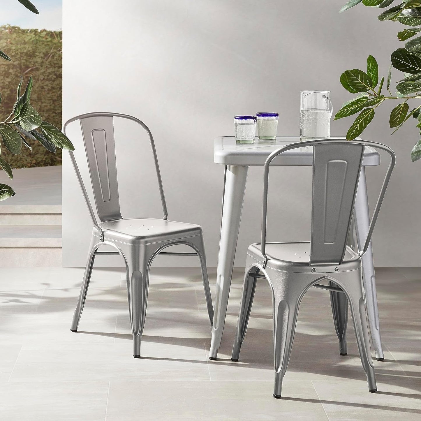 Metal Dining Chairs, Dark Grey, 1 Count (Pack of 4)-1