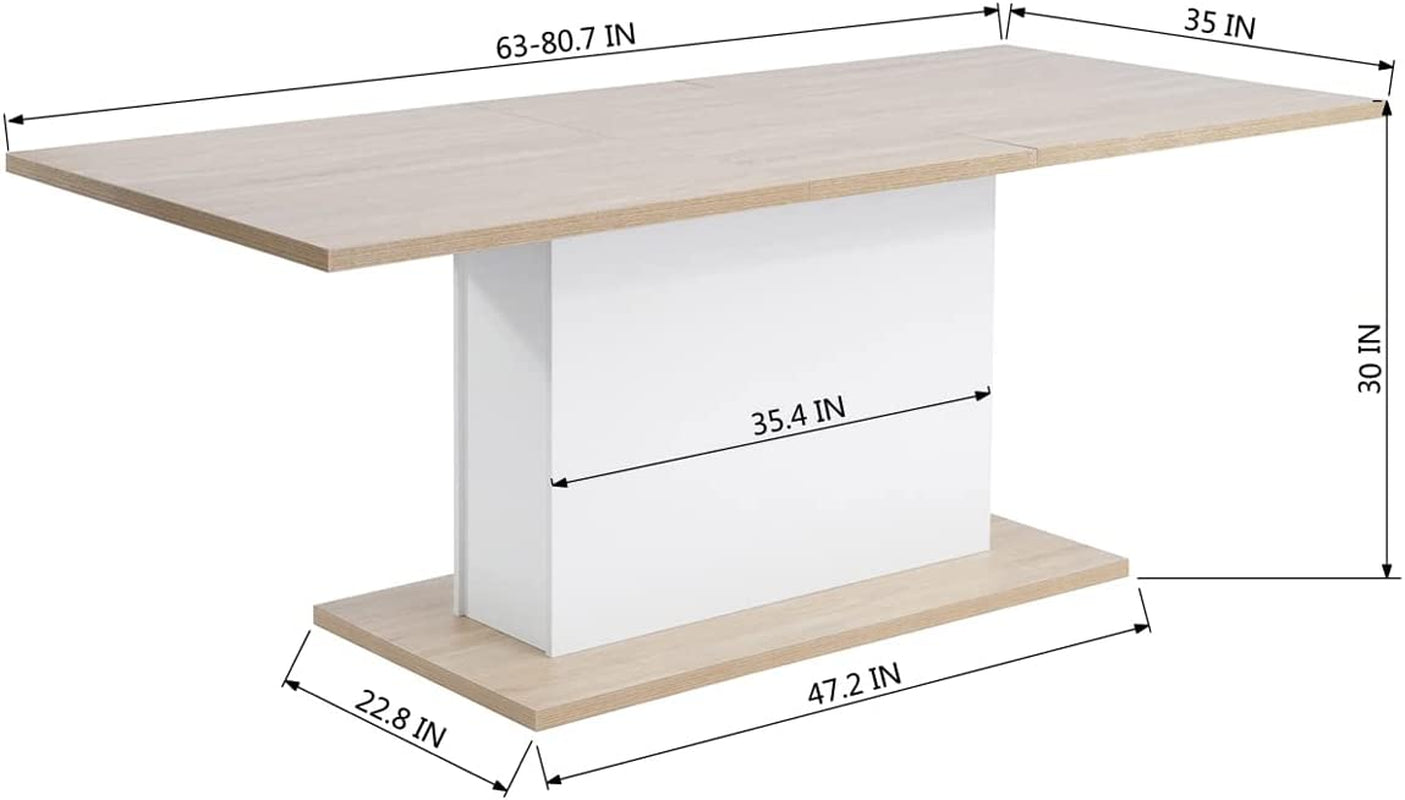 Extensible Dining Table for 4-8P, Wooden Top-2