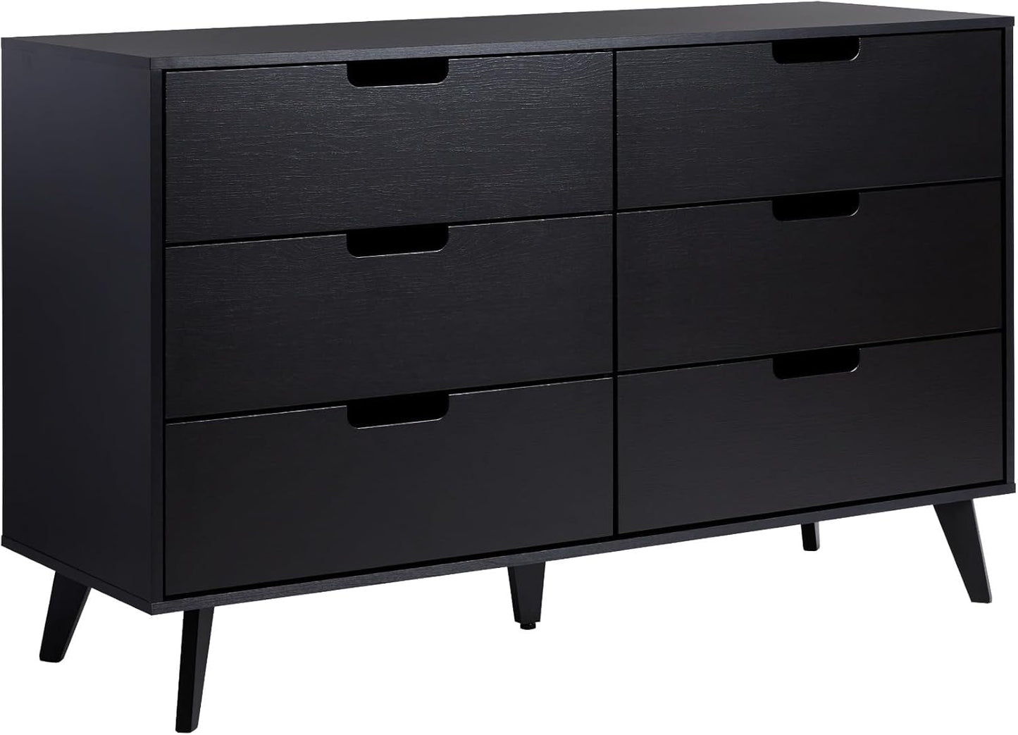 Modern 6-Drawer Dresser Bedroom Storage Organizer, 52 Inch, Black-0