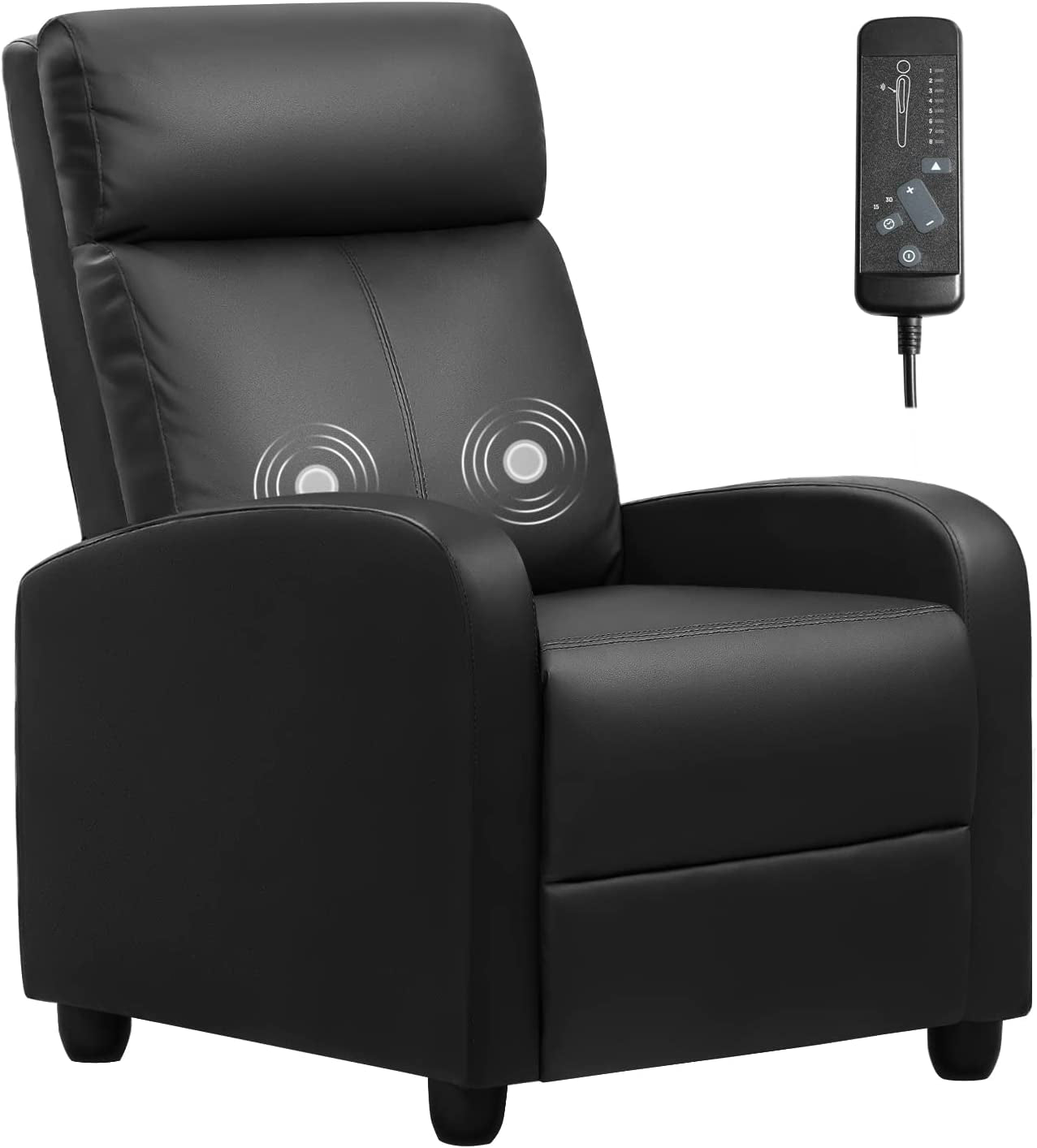 Black PU Leather Recliner Chair with Massage-1
