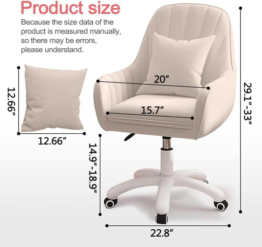 Home Office Chair Computer Chair with Mid-Back Upholstered Modern Tufted Computer Task Chair Swivel Height Adjustable Velvet Accent Chair.-1