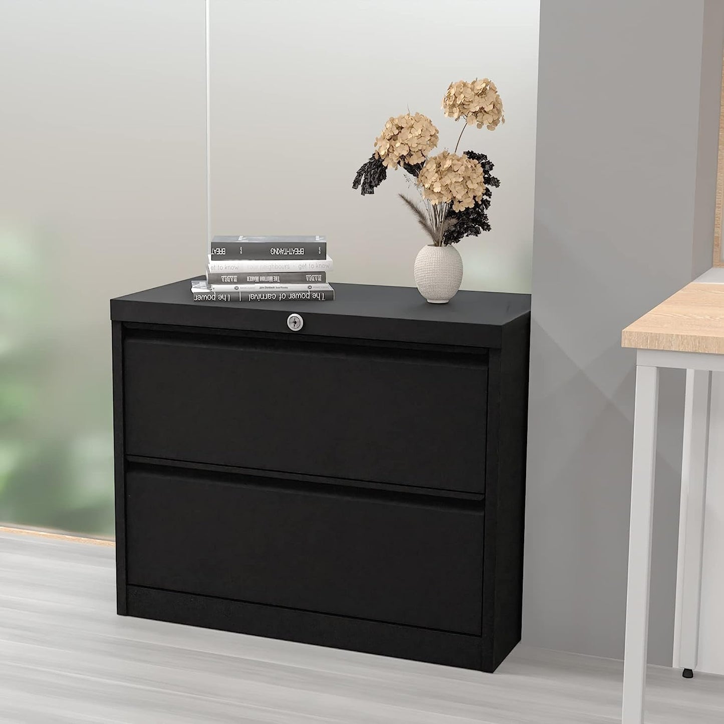 Lockable Metal Filing Cabinet with 2 Drawers-0