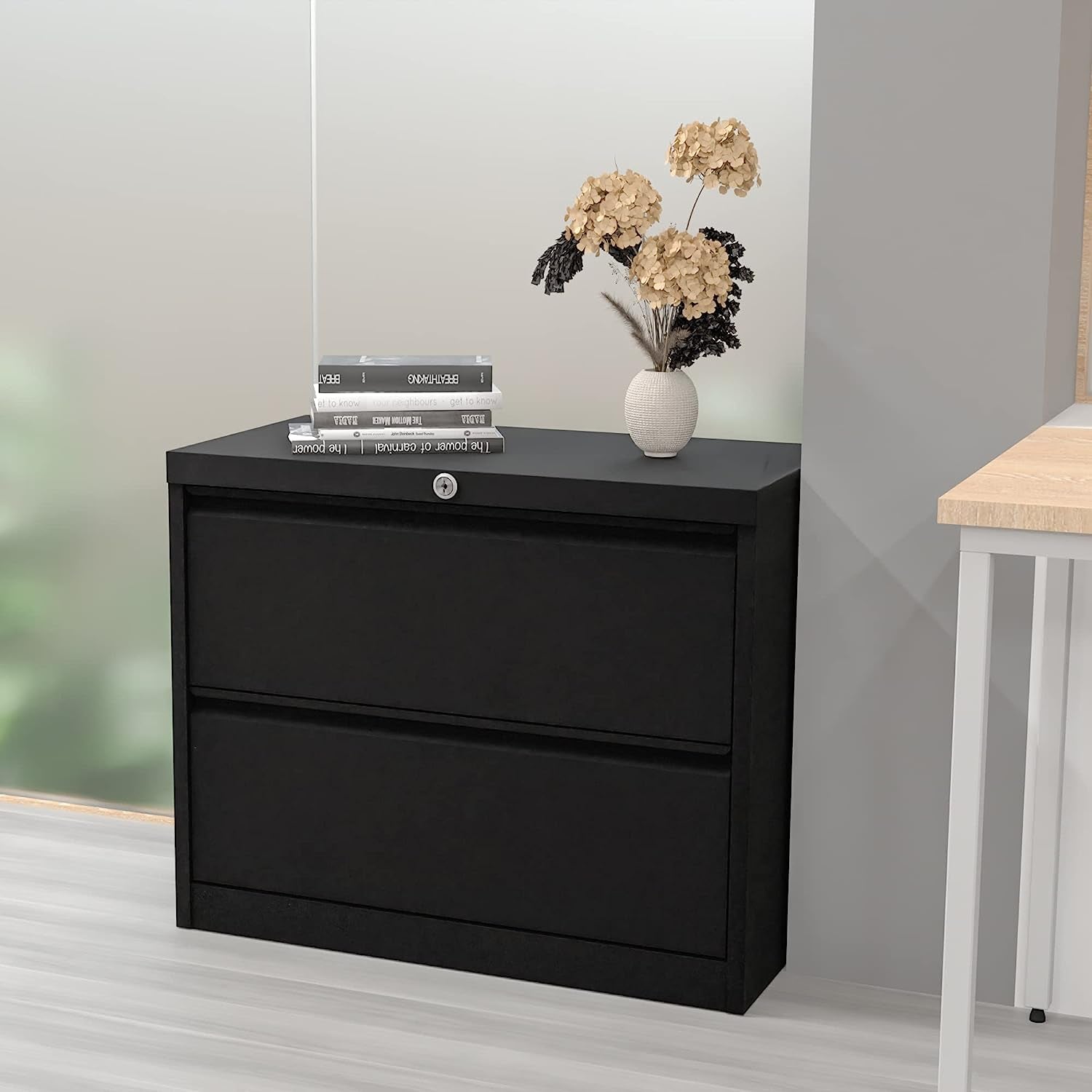 Lockable Metal Filing Cabinet with 2 Drawers-0