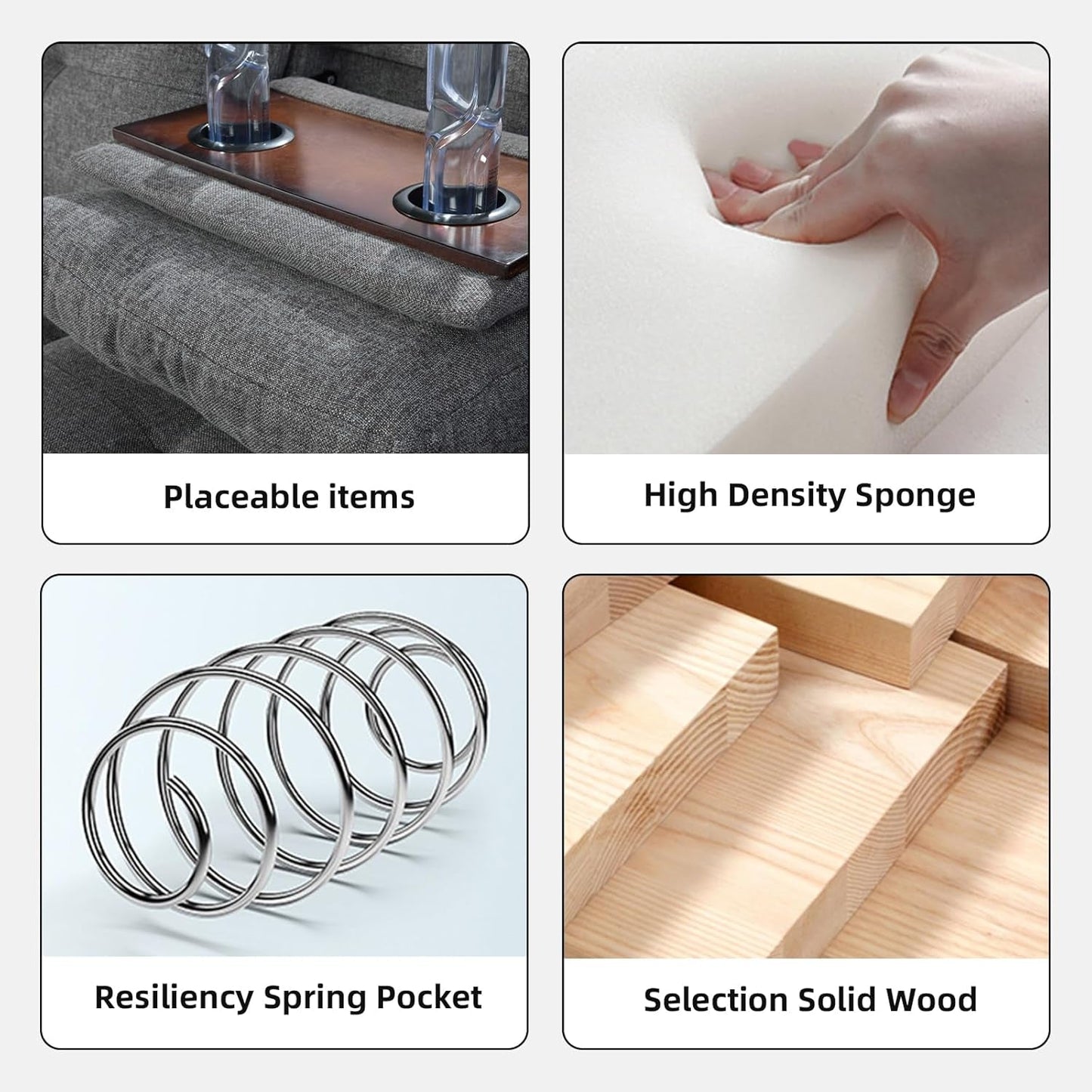 L Shaped Sectional Sofa with Ottoman, Nail-Head Design Linen Right Facing Modern Couches with Cup Holder for Living Room, Bedroom, Office-3