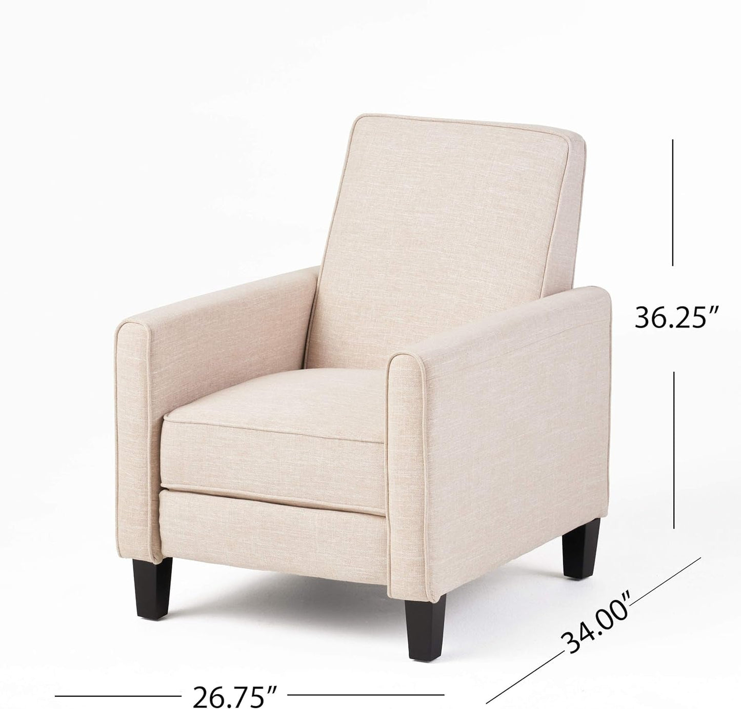 Emmie Fabric Recliner (Set of 2), Beige, Dark Brown-2