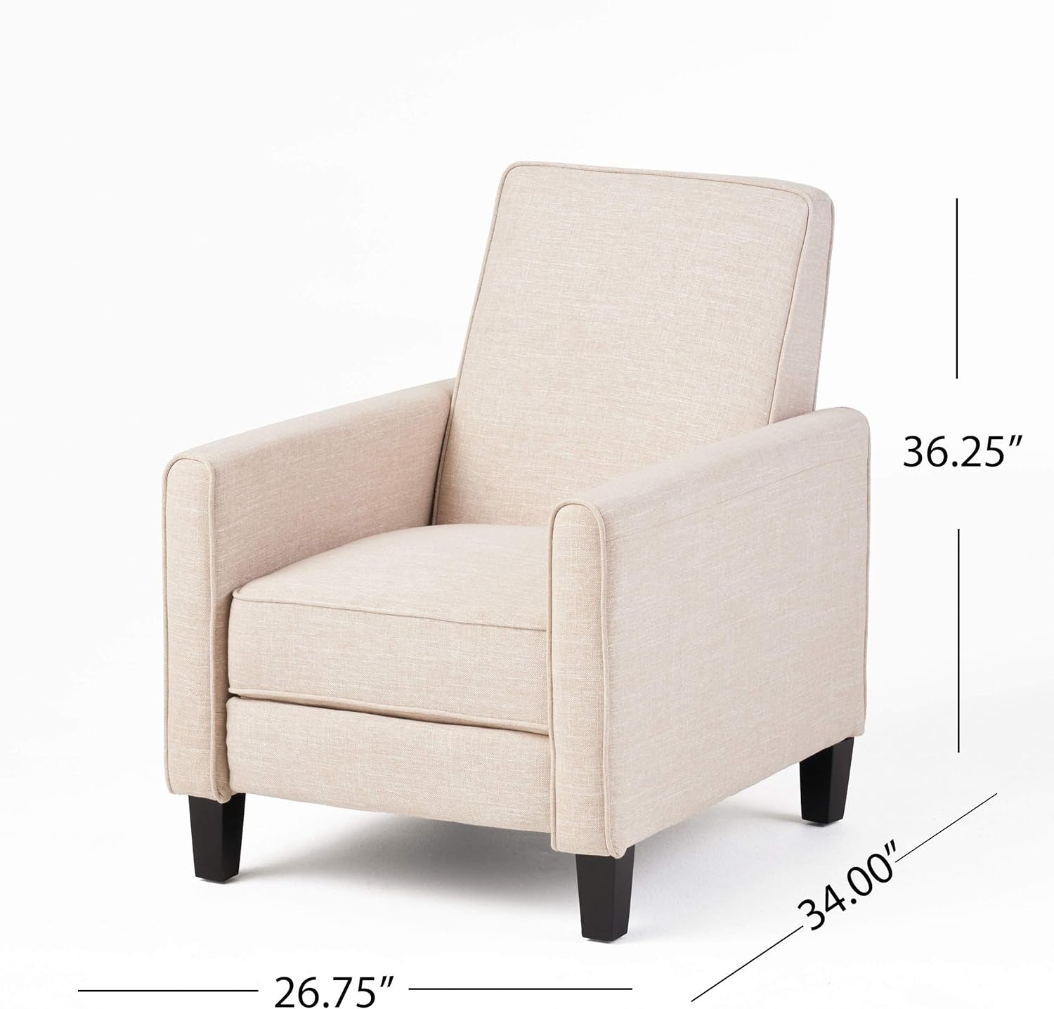 Emmie Fabric Recliner (Set of 2), Beige, Dark Brown-2