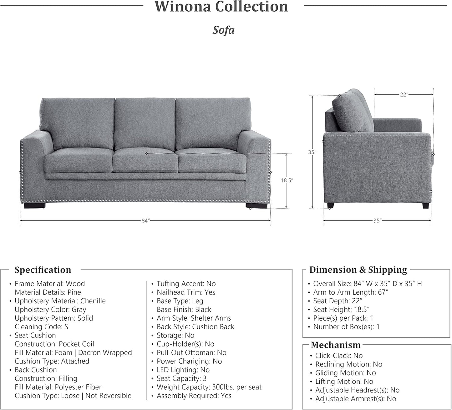 Modern Living Room Furniture Set With Upholstered Couches-3