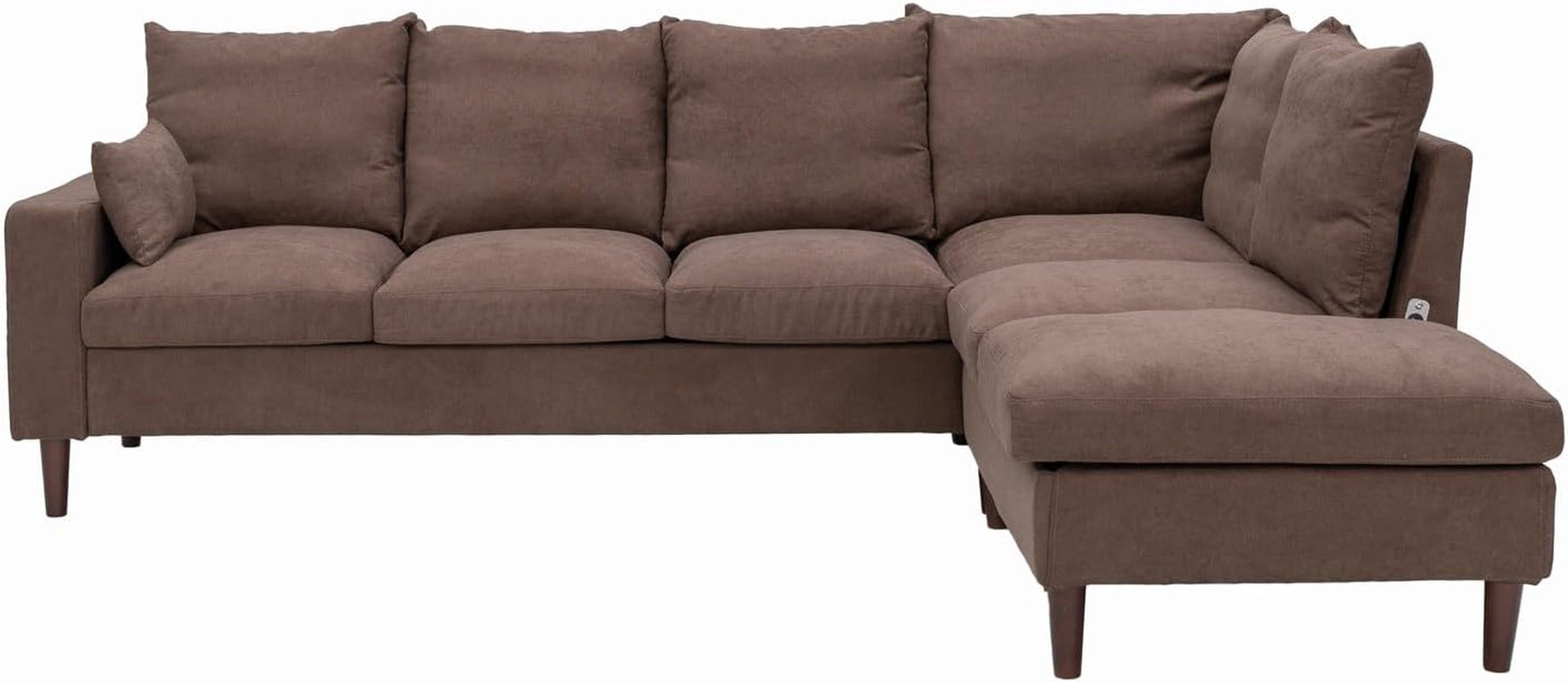 Sectional Sofa Living Room Furniture Set L Shape Couch Linen Fabric for Home Room Decor Bedroom,3 Seater Left Facing Chaise (Brown, 6 Seater Corner with Bulit-In USB Chaise)-0