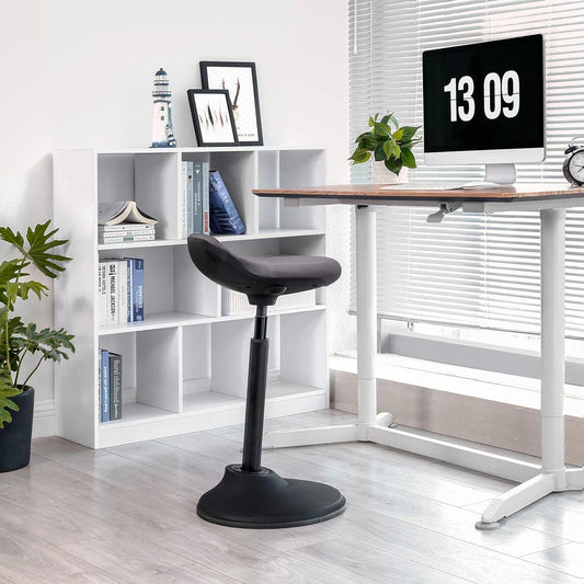 Standing Desk Chair, Adjustable Ergonomic Standing Stool, 23.6-33.3 Inches, Swivel Sitting Balance Chair, Fabric Upholstery, Anti-Slip Bottom Pad, Slate Gray UOSC02GY-1