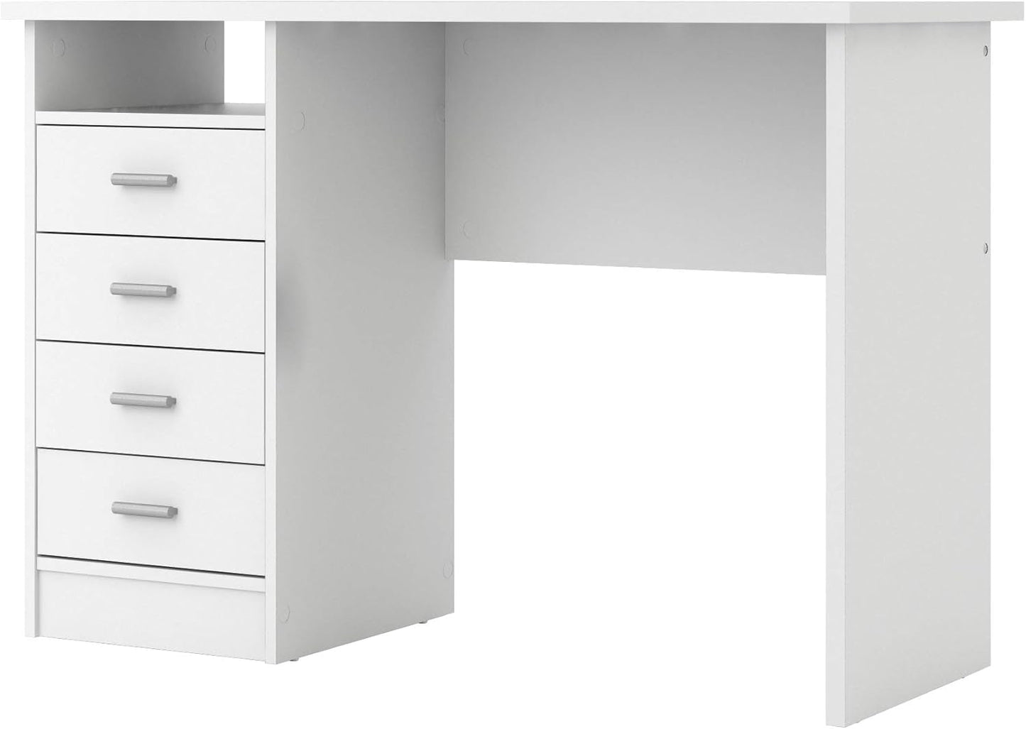 4-Drawer Desk, Modern White Office Writing Desk with Storage, Compact and Functional Desk for Home or Office-2