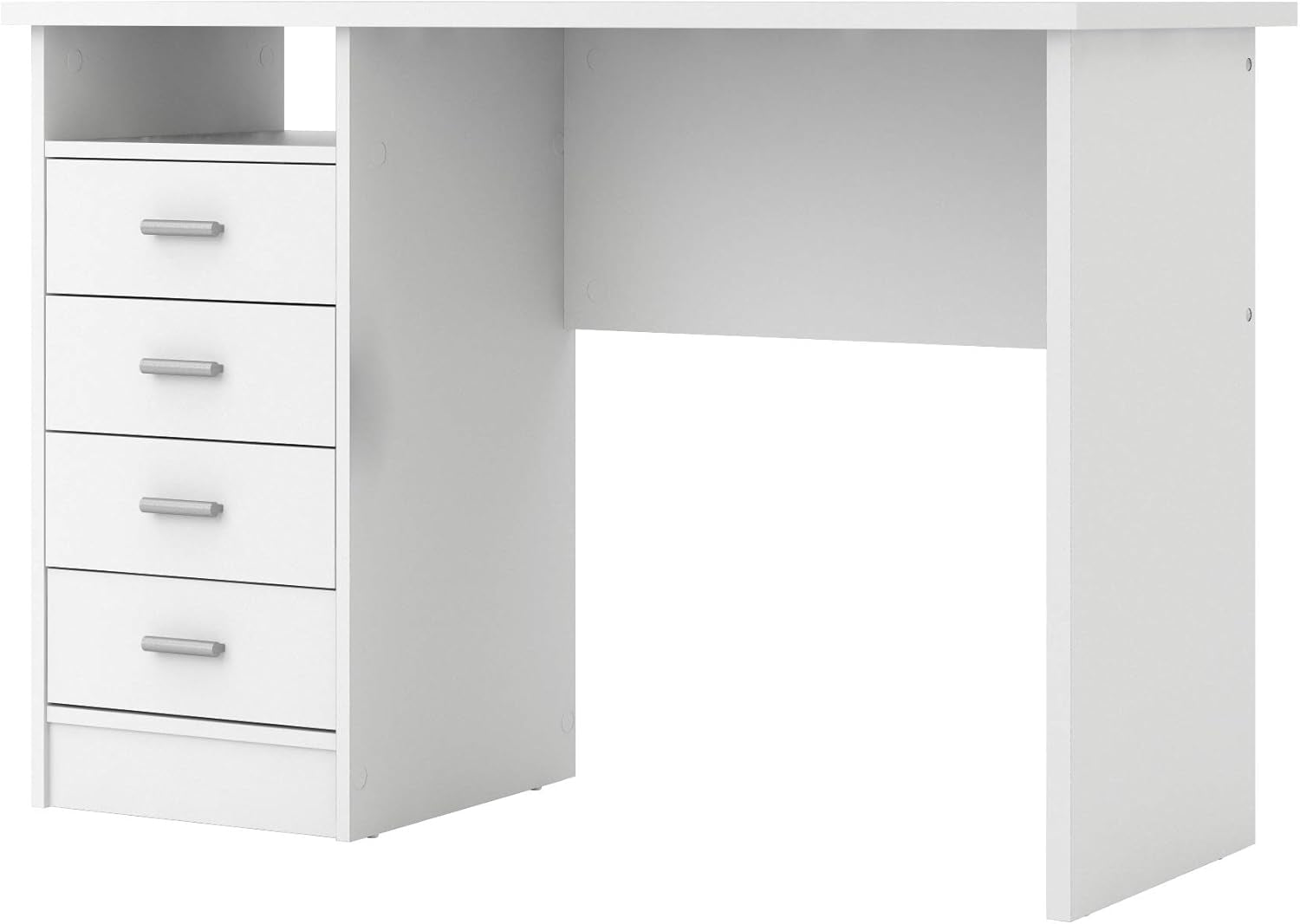 4-Drawer Desk, Modern White Office Writing Desk with Storage, Compact and Functional Desk for Home or Office-2