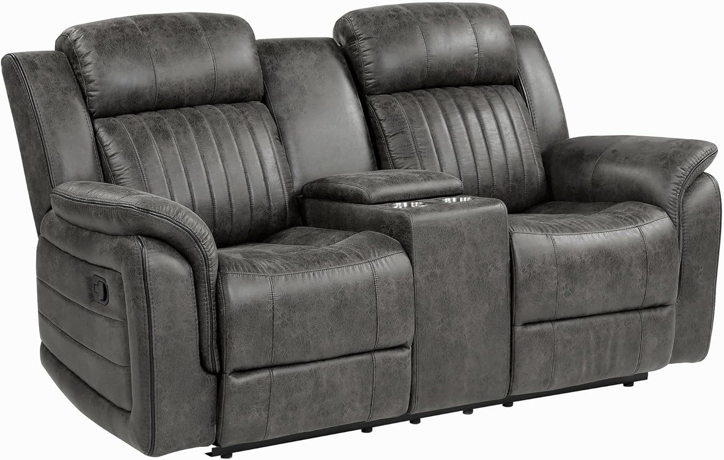 Brownish Gray Microfiber Recliner Set Sofa, Loveseat, Chair-4