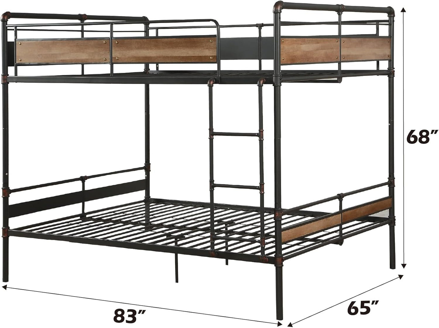 Brantley II Queen over Queen Metal Bunk Bed in Sandy Black-2