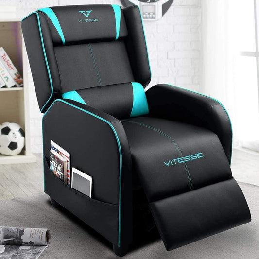 VIT Gaming Recliner Chair Racing Style Single PU Leather Sofa Modern Living Room Recliners Ergonomic Comfortable Home Theater Seating, Teal-0