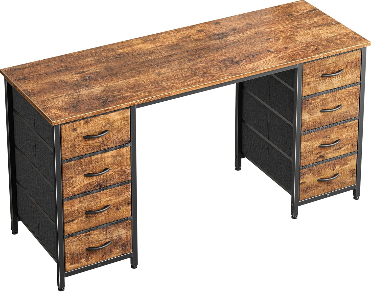 47" Rustic Brown Computer Desk with 8 Drawers-1