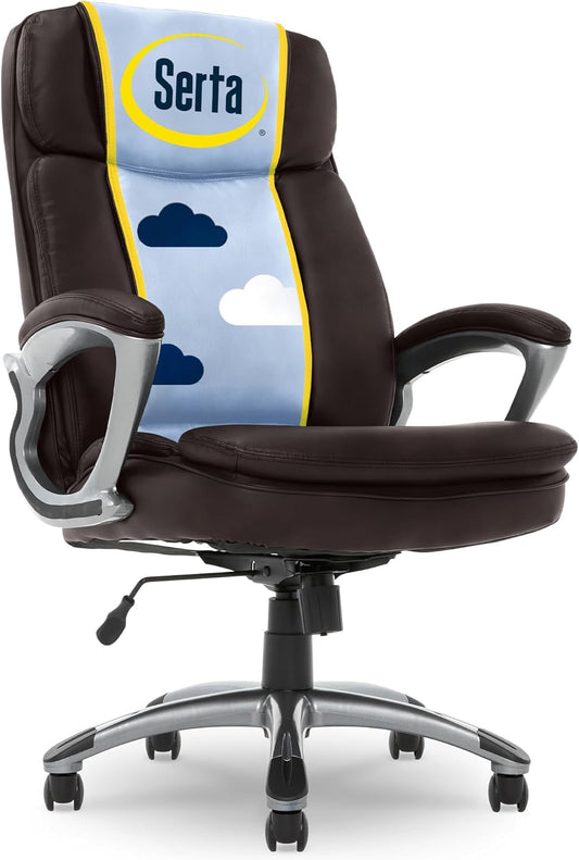 Fairbanks Big and Tall High Back Executive Office Chair, Ergonomic Gaming Computer Chair with Layered Body Pillows, Contoured Lumbar Zone, Brown-0