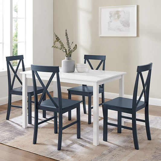 Navy Blue Farmhouse Table and X-Back Chair Dining Set-1