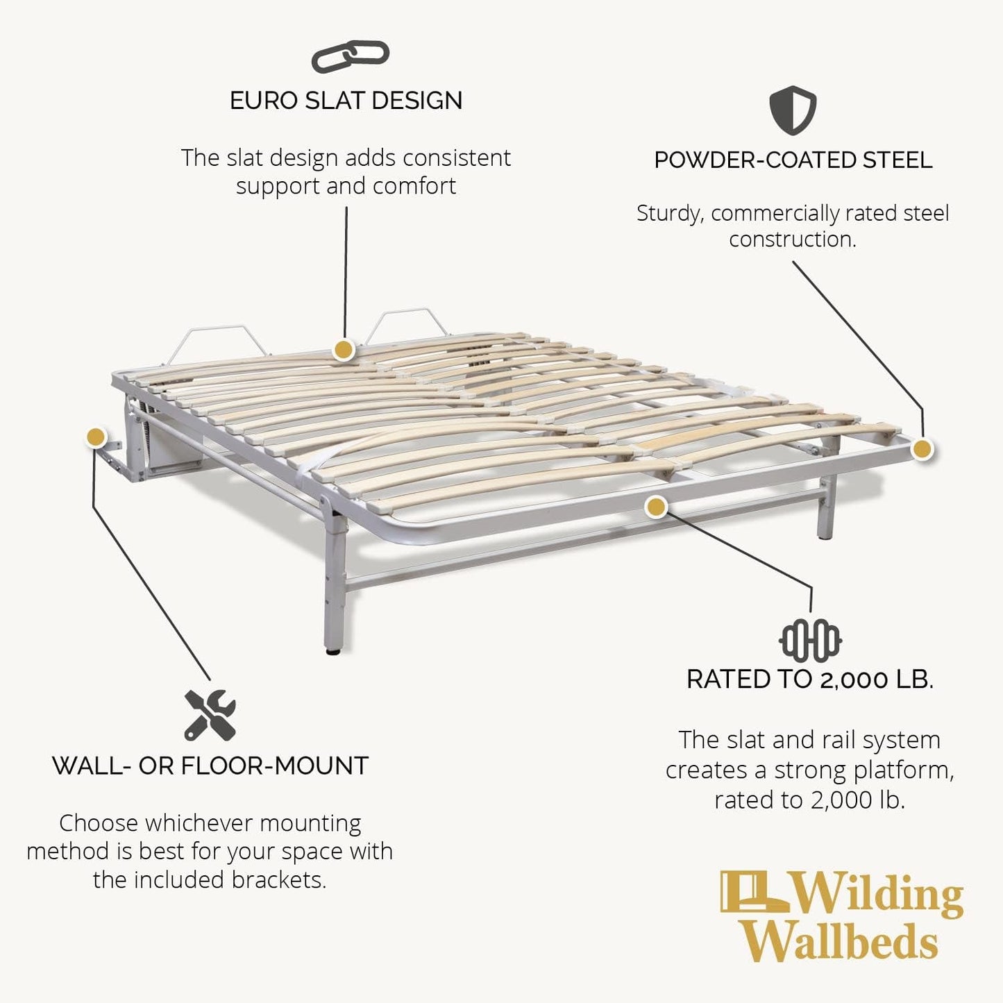 Queen Vertical Murphy Bed Frame Steel Foldable-3