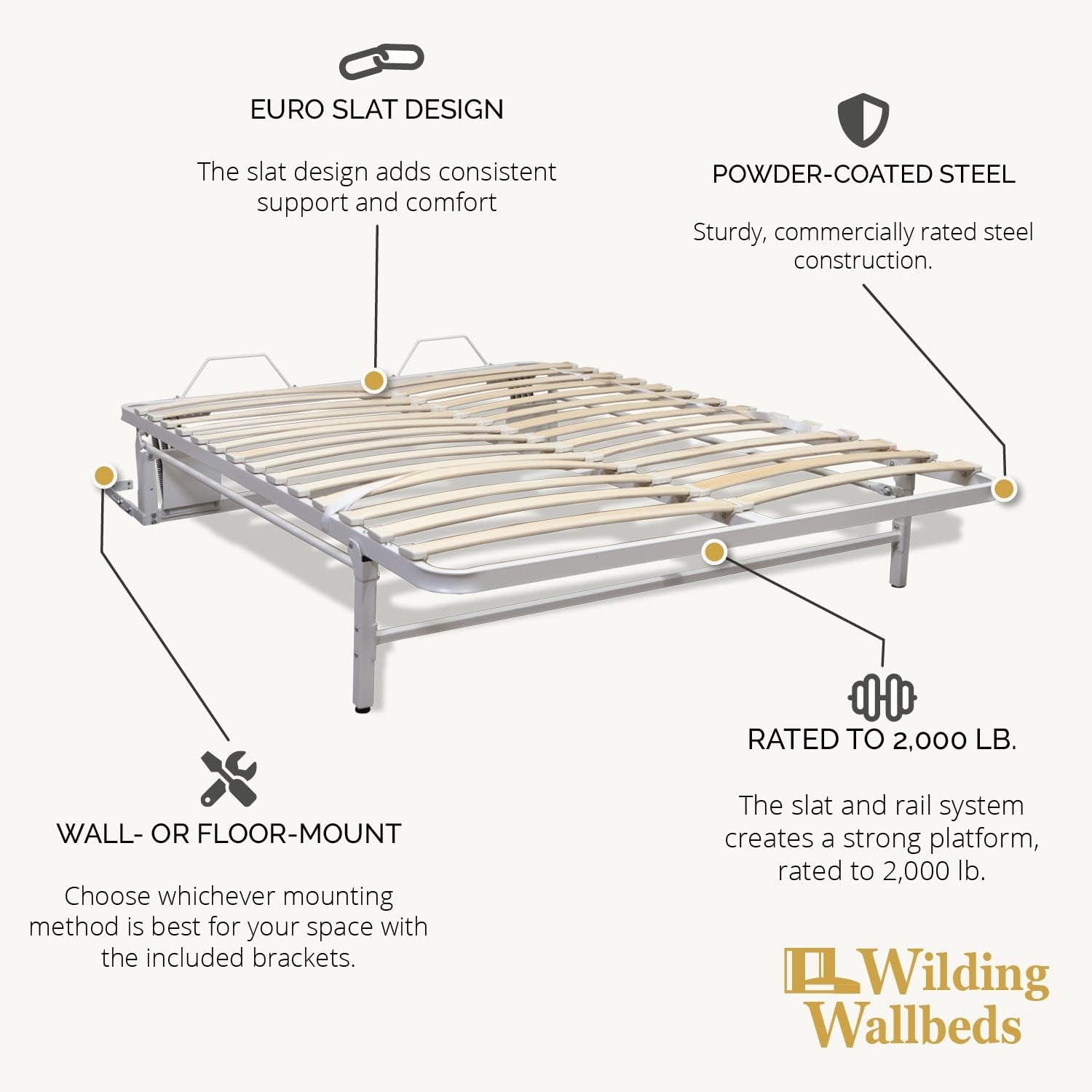 Queen Vertical Murphy Bed Frame Steel Foldable-3