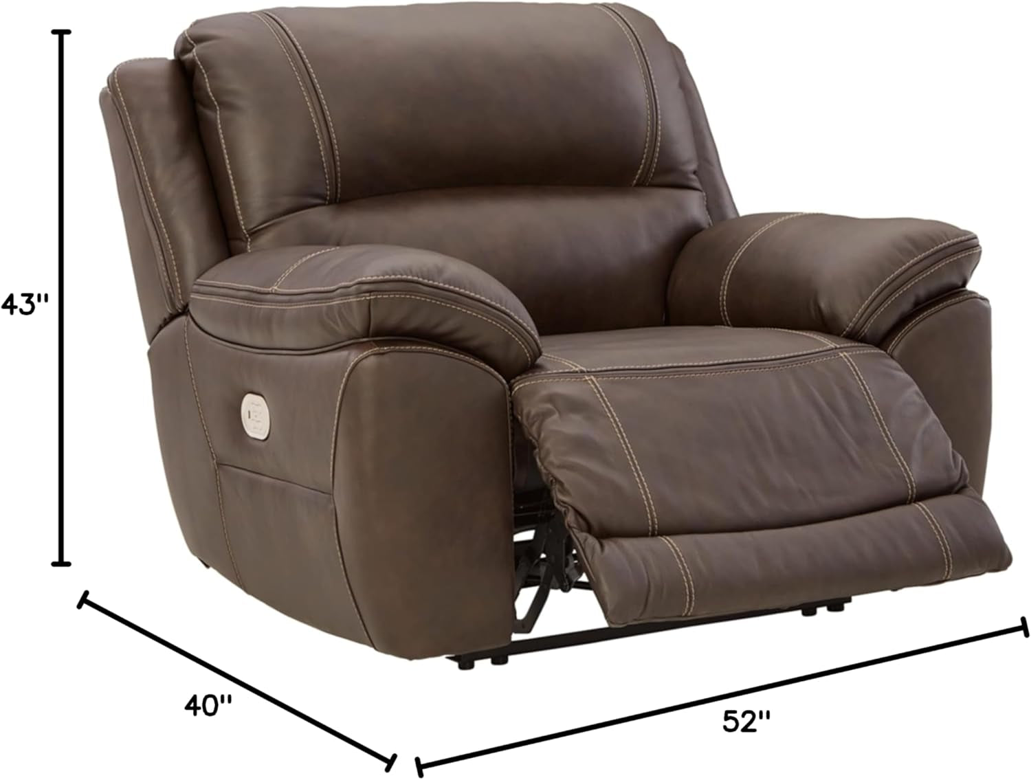 Dunleith Zero Wall Recliner with Power Headrest, Brown-2
