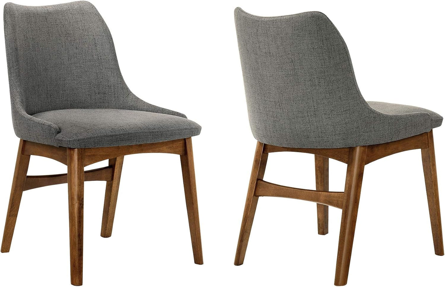 Azalea Fabric Wood Dining Side Chairs-Set of 2, 19" SH, Charcoal/Walnut-1