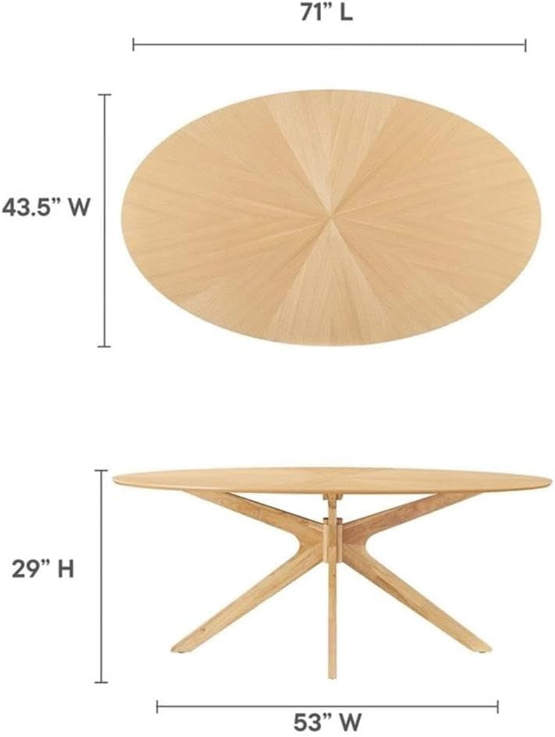 EEI-3849-OAK Crossroads 71" Oval Wood Dining Table, Oak-2