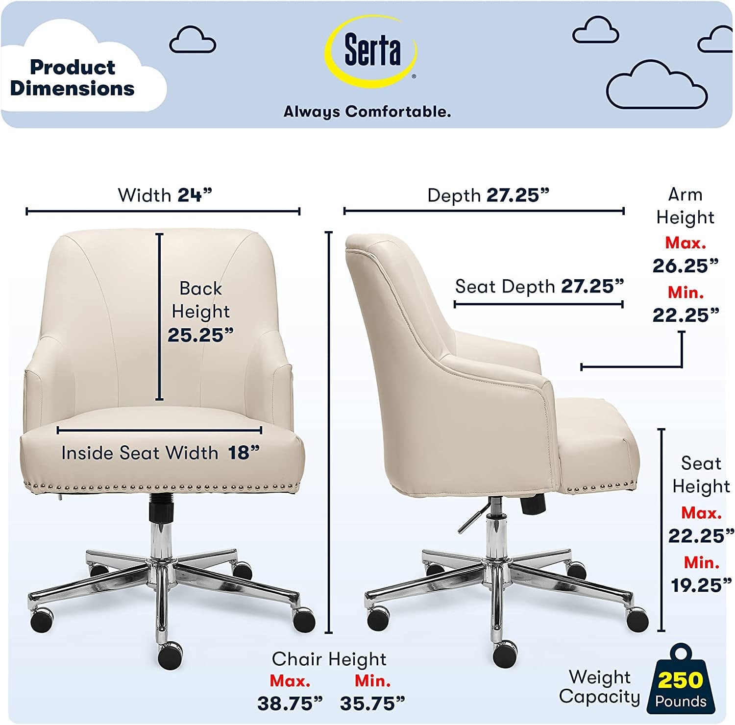 Memory Foam Office Chair with Adjustable Height-2
