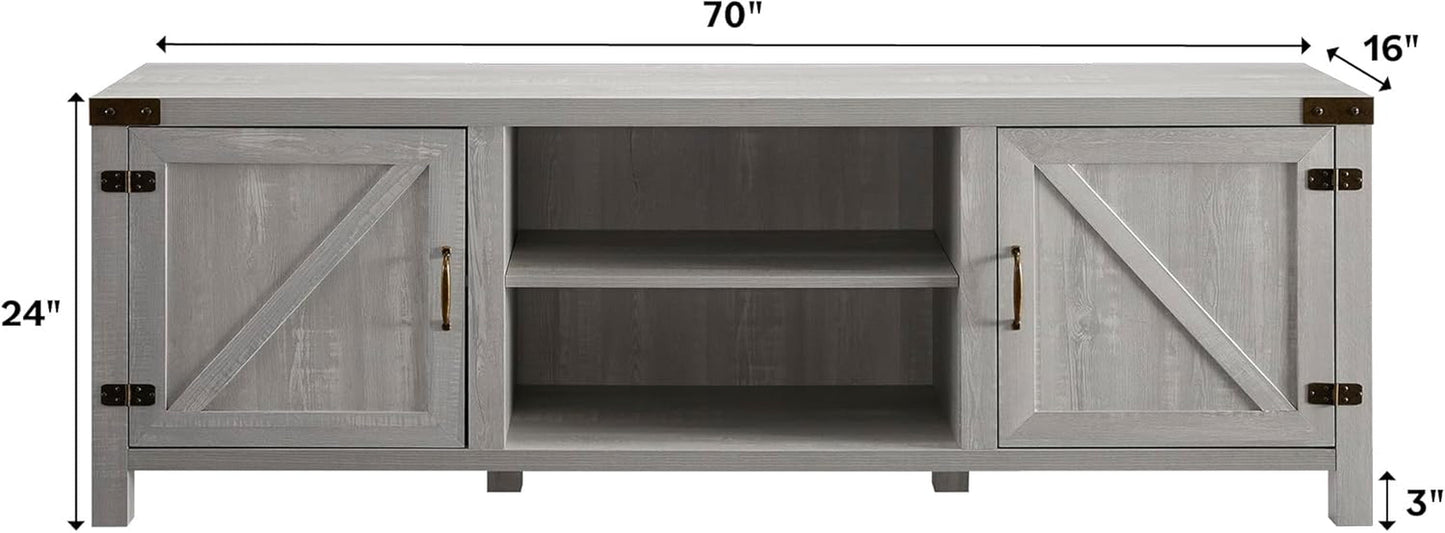 Georgetown Modern Farmhouse Double Barn Door TV Stand for Tvs up to 80 Inches, 70 Inch, Stone Grey-2