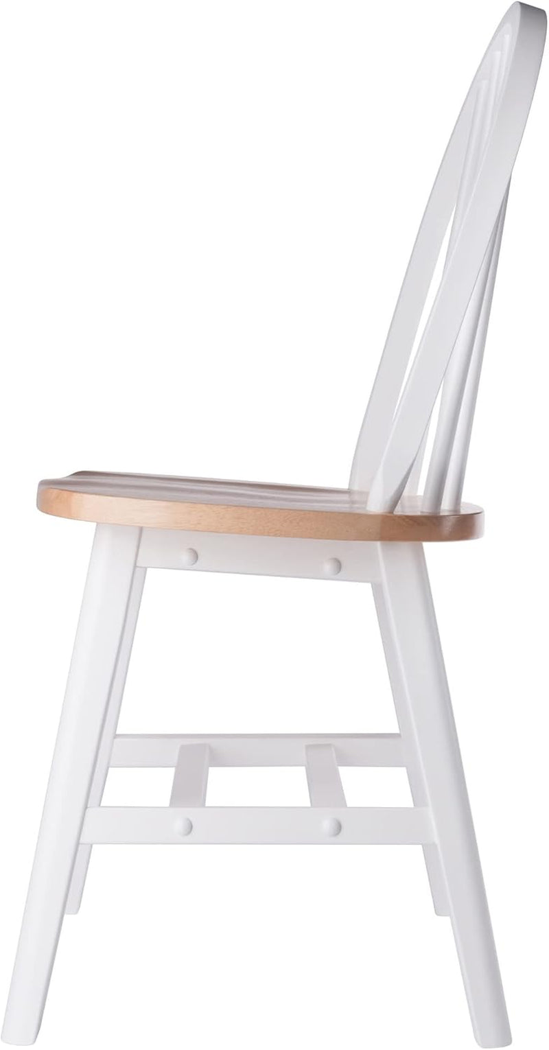 Windsor 2-Piece Chair Set, Solid Wood, Natural/White Finish-3