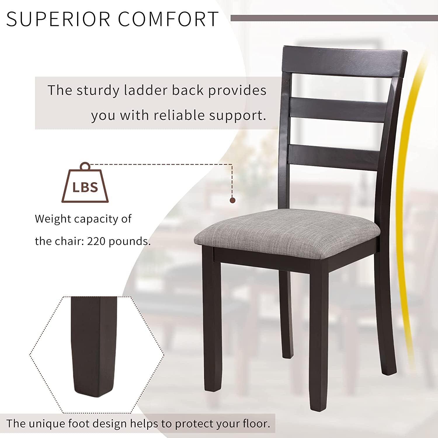 6 Piece Rectangle Dining Table Set-4