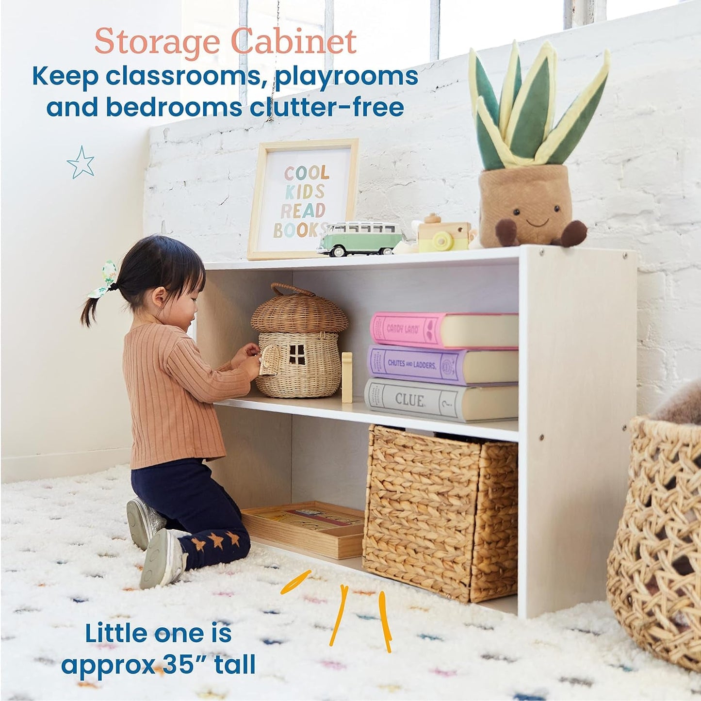 Streamline 2-Shelf Storage Cabinet, 24In, Kid'S Bookshelf, White Wash-3