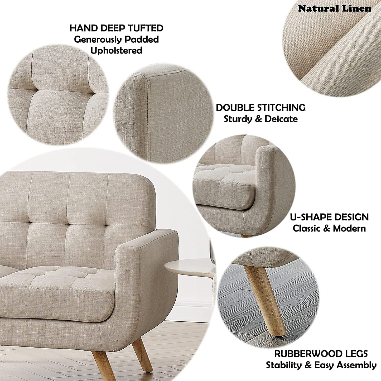 Elena Beige Accent Armchair for Living Room-3